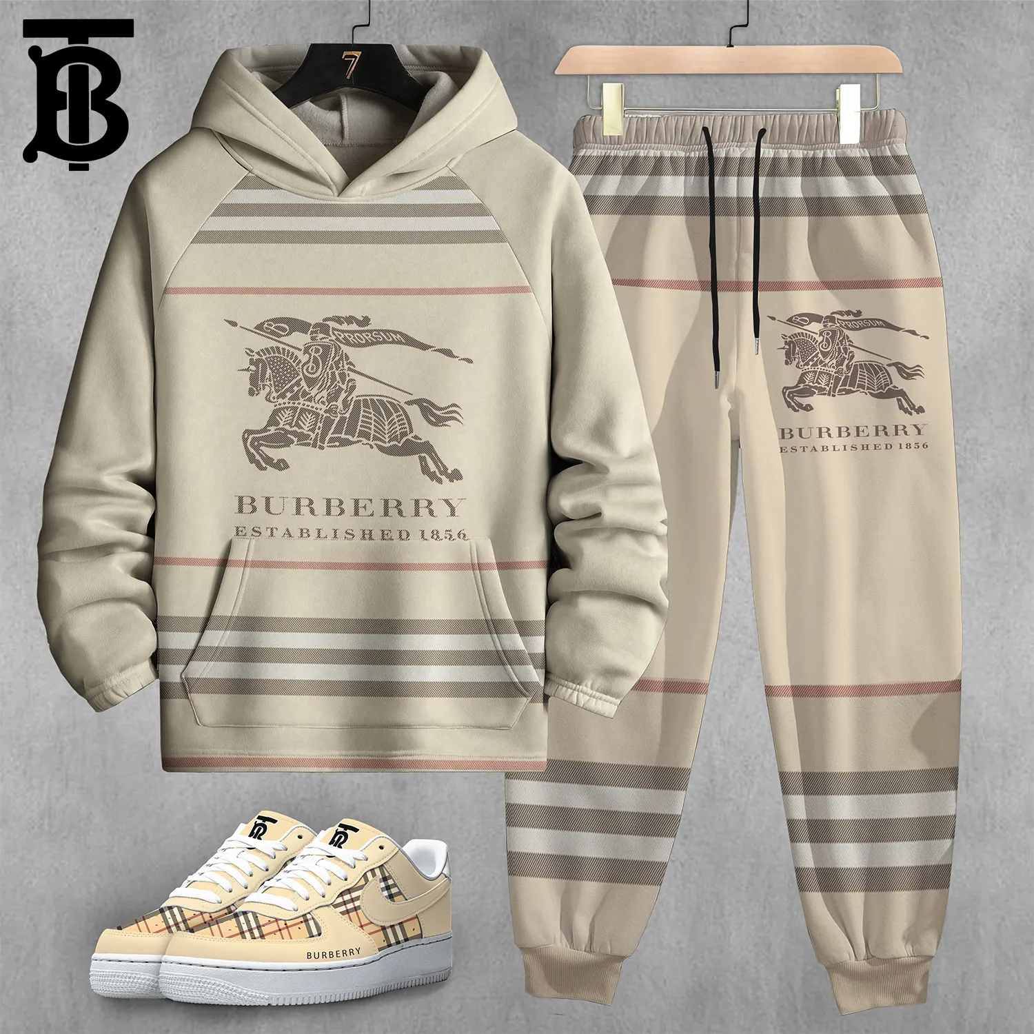 Burberry Luxury Hoodie And Pants For Men Medium Fit