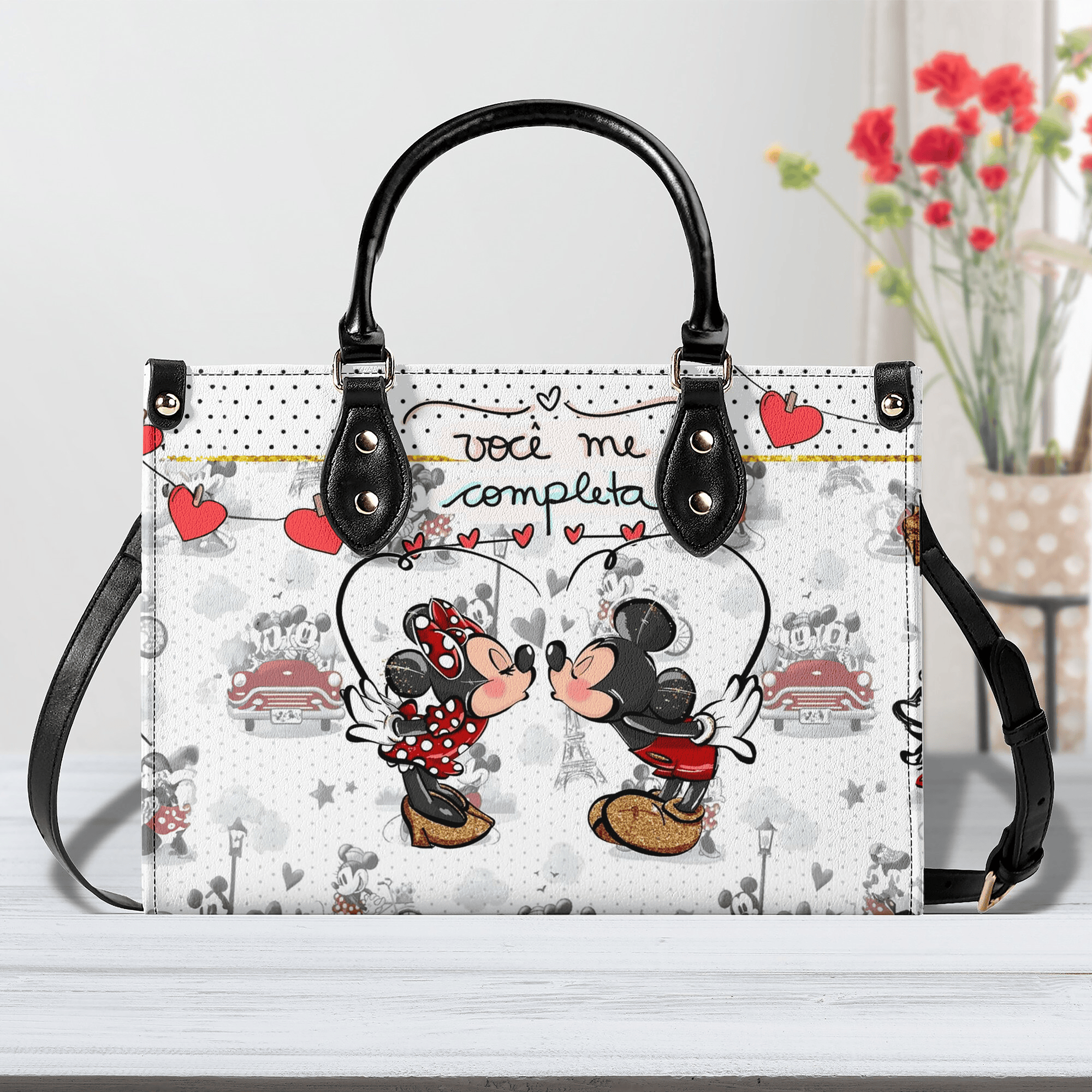 Mickey and Minnie Mouse Cute Leather Handbags, Crossbody Shoulder Bag Lady Simple Style  - Image 2