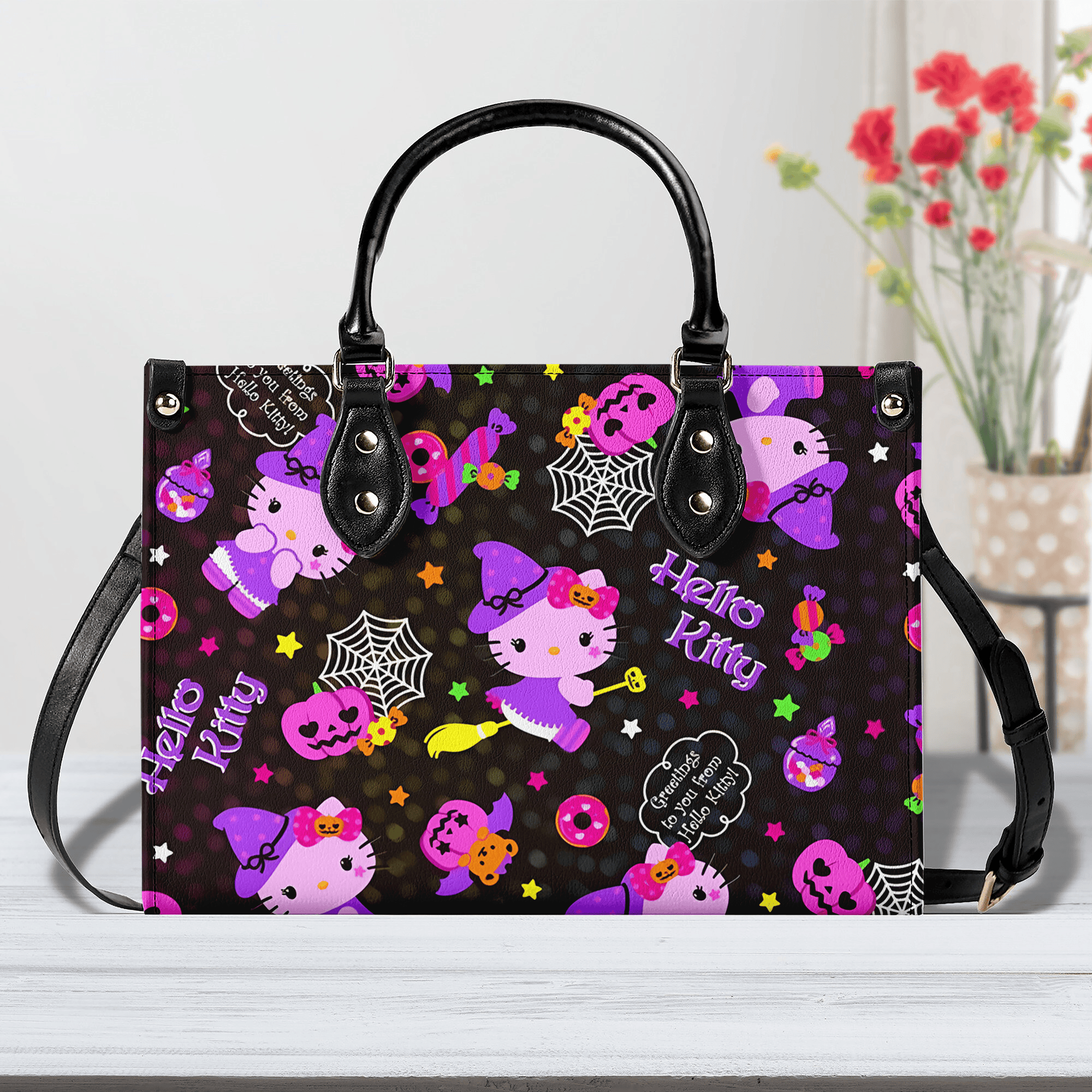 Hello Kitty Cute Leather Handbags, Crossbody Shoulder Bag Lady Simple Style  - Image 2