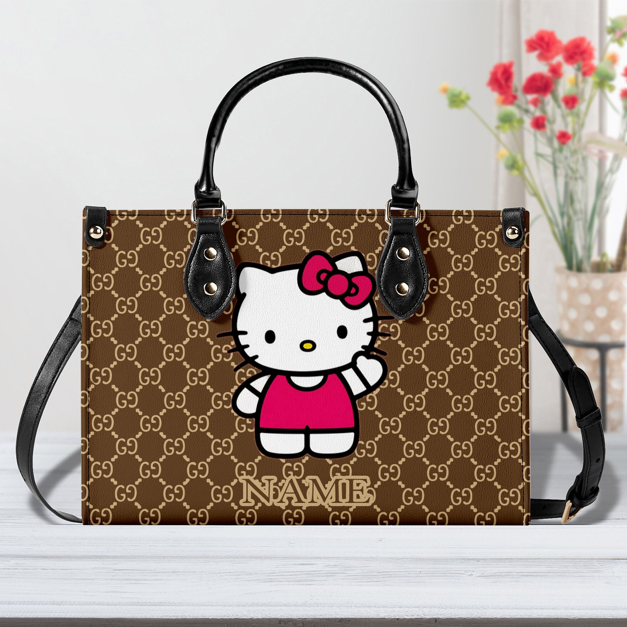 Gucci Hello Kitty Cute Leather Handbags, Crossbody Shoulder Bag Lady Simple Style  - Image 2