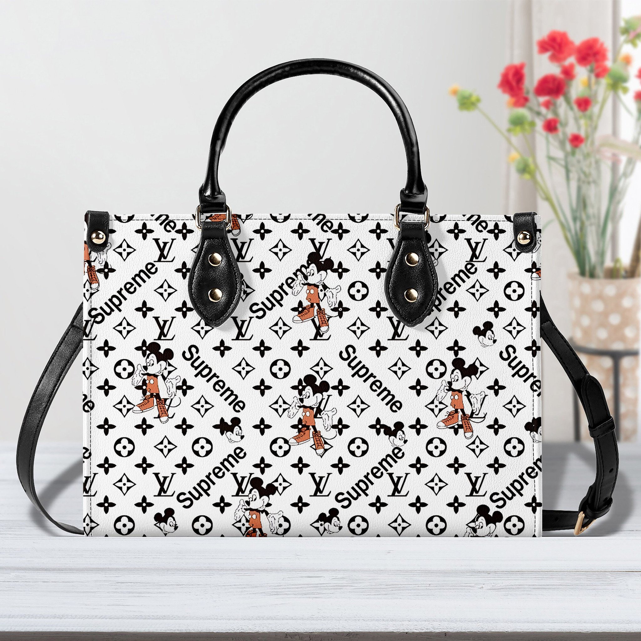 Louis Vuitton Mickey Mouse Cute Leather Handbags, Crossbody Shoulder Bag Lady Simple Style  - Image 2