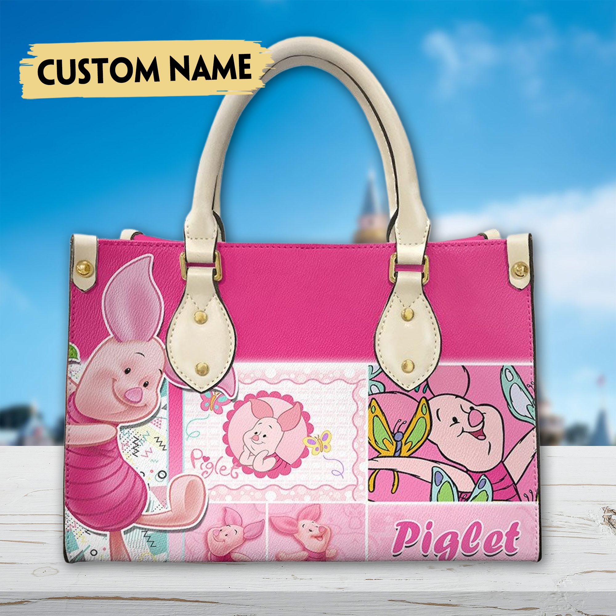 Piglet Custom Name Women Leather Handbags, Crossbody Shoulder Bag Lady Simple Style  - Image 2