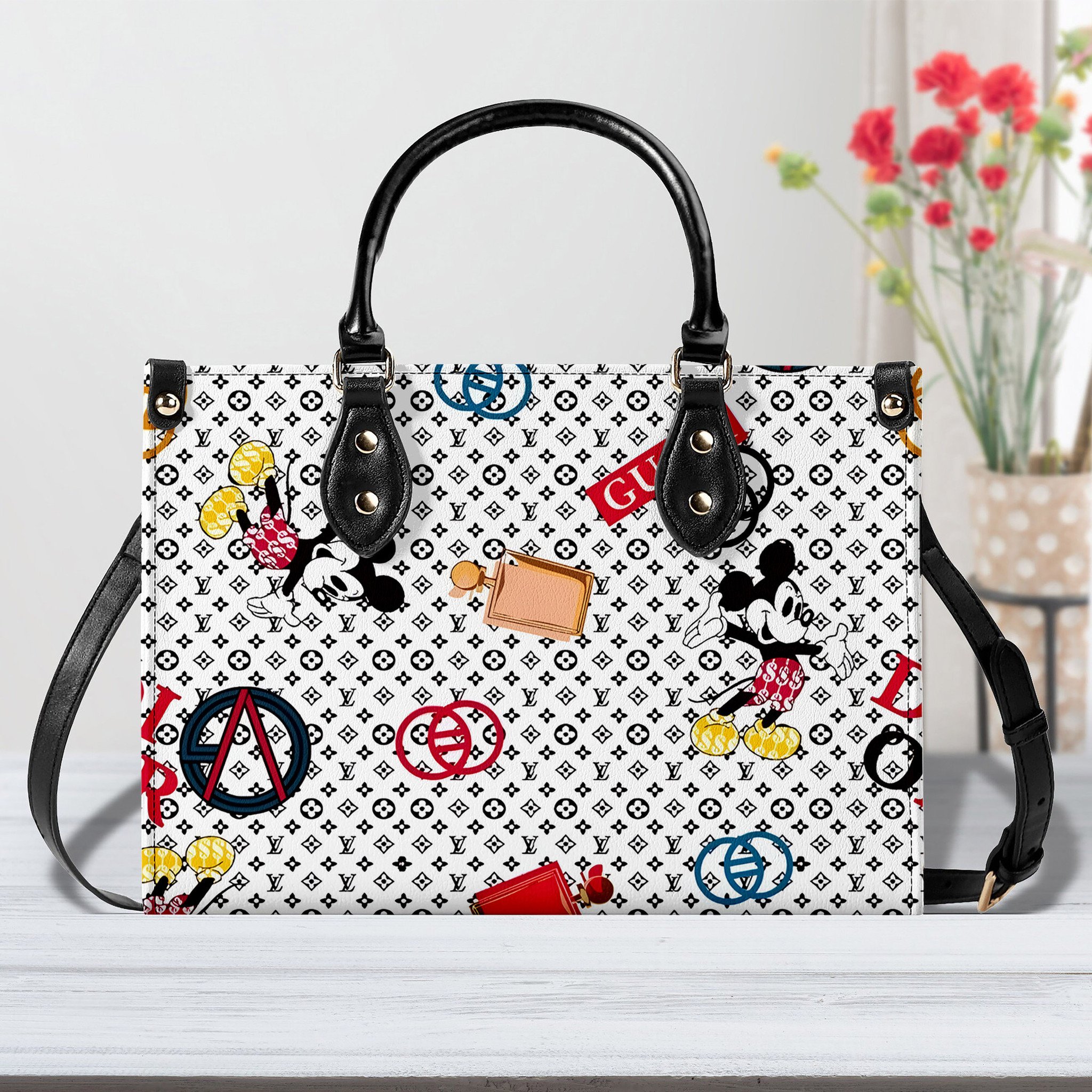 Gucci Mickey Mouse Cute Leather Handbags, Crossbody Shoulder Bag Lady Simple Style  - Image 2