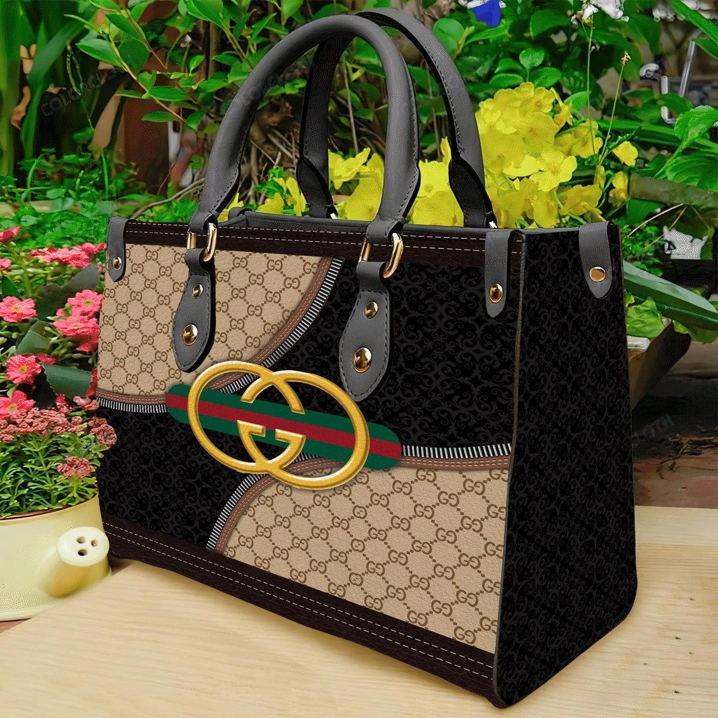 Gucci yellow logo beige black luxury brand women small handbag purse outfit for beauty - Image 2