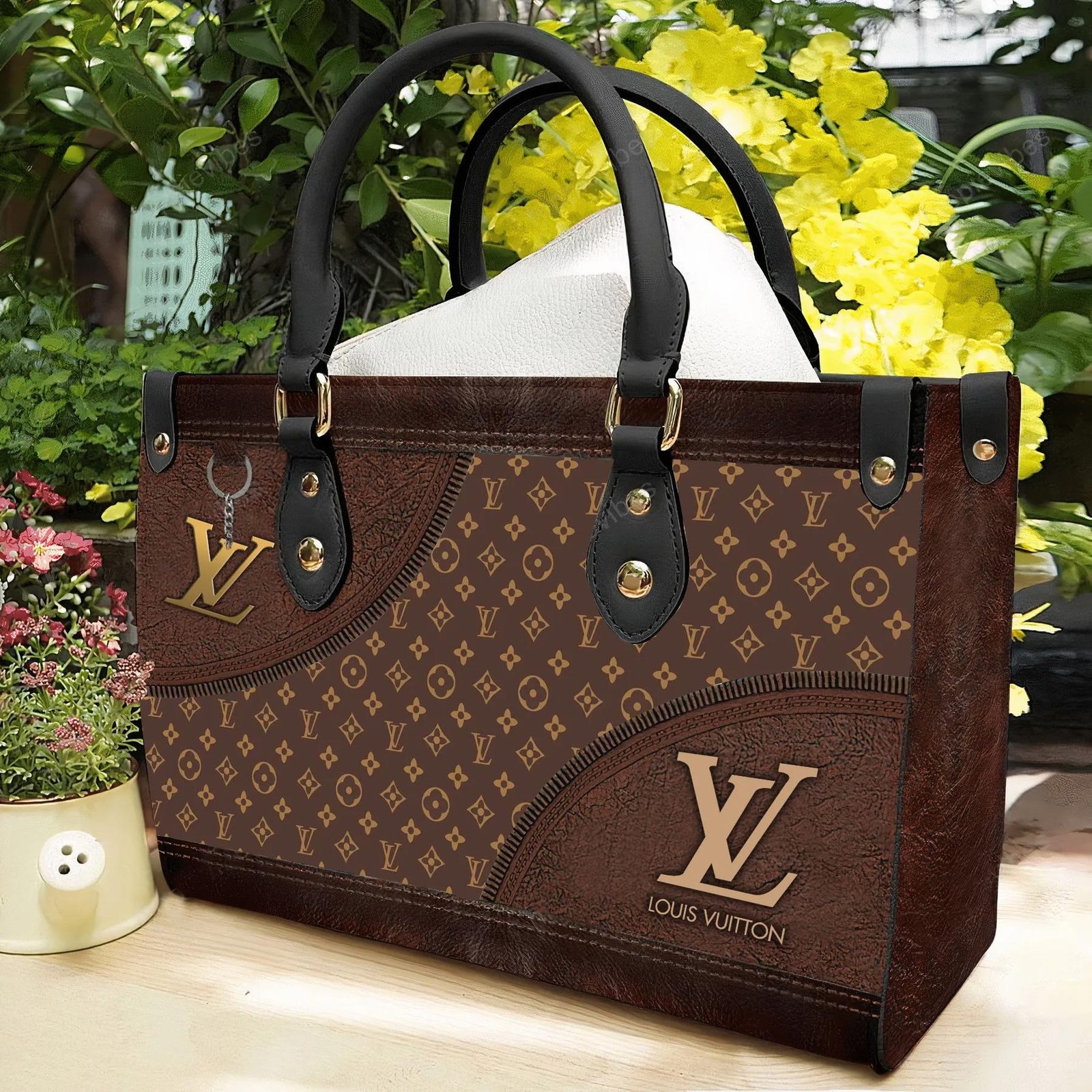 Louis vuitton brown women small handbag purse luxury brand for beauty - Image 2