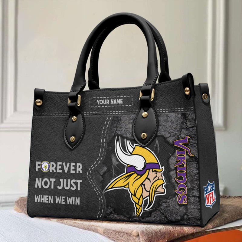 Minnesota Vikings Forever Not Just When We Win Leather Hand Bag - Image 2