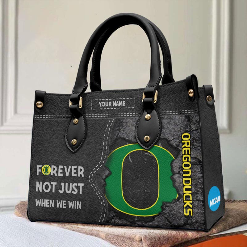 Oregon Ducks Forever Not Just When We Win Leather Hand Bag - Image 2
