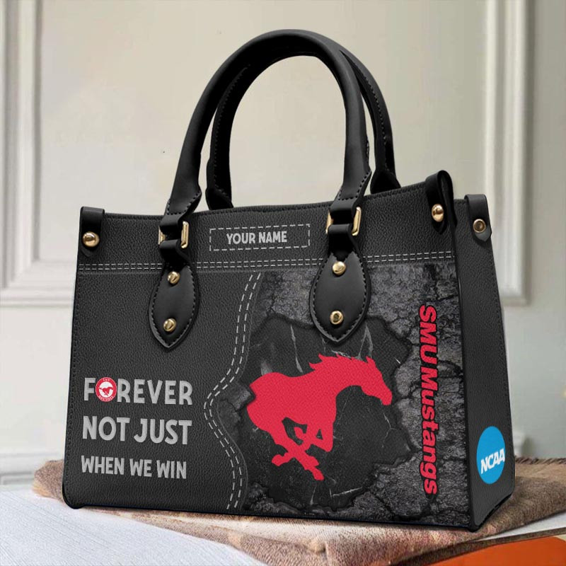 SMU Mustangs Forever Not Just When We Win Leather Hand Bag - Image 2