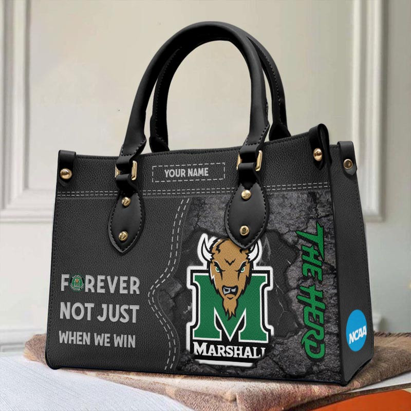 Marshall Thundering Herd Forever Not Just When We Win Leather Hand Bag - Image 2