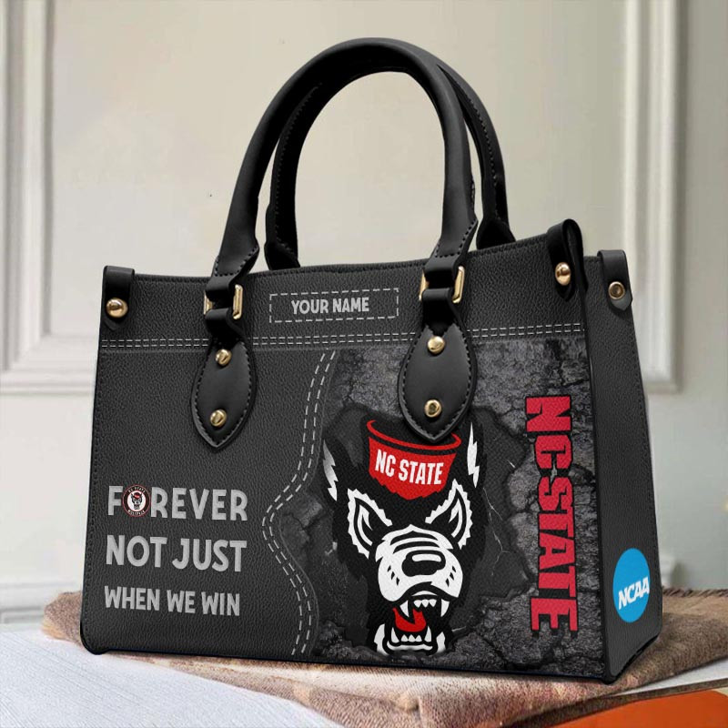 NC State Wolfpack Forever Not Just When We Win Leather Hand Bag - Image 2