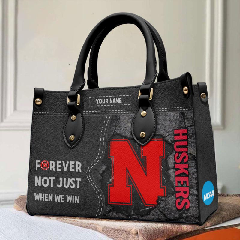 Nebraska Cornhuskers Forever Not Just When We Win Leather Hand Bag - Image 2