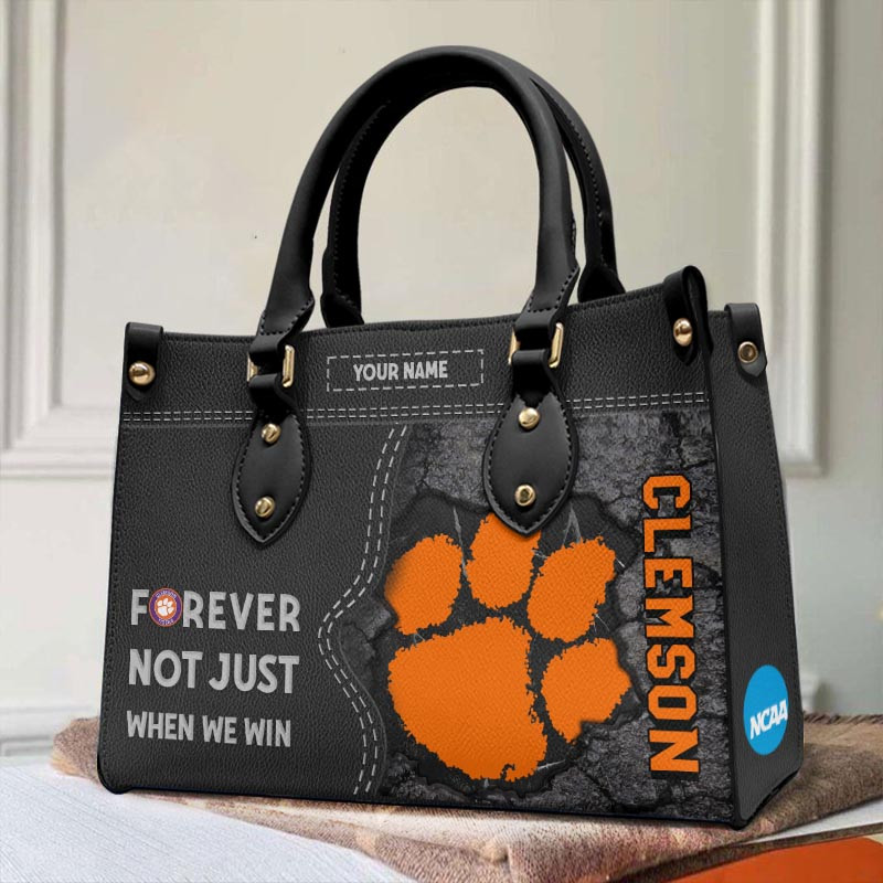 Clemson Tigers Forever Not Just When We Win Leather Hand Bag - Image 2