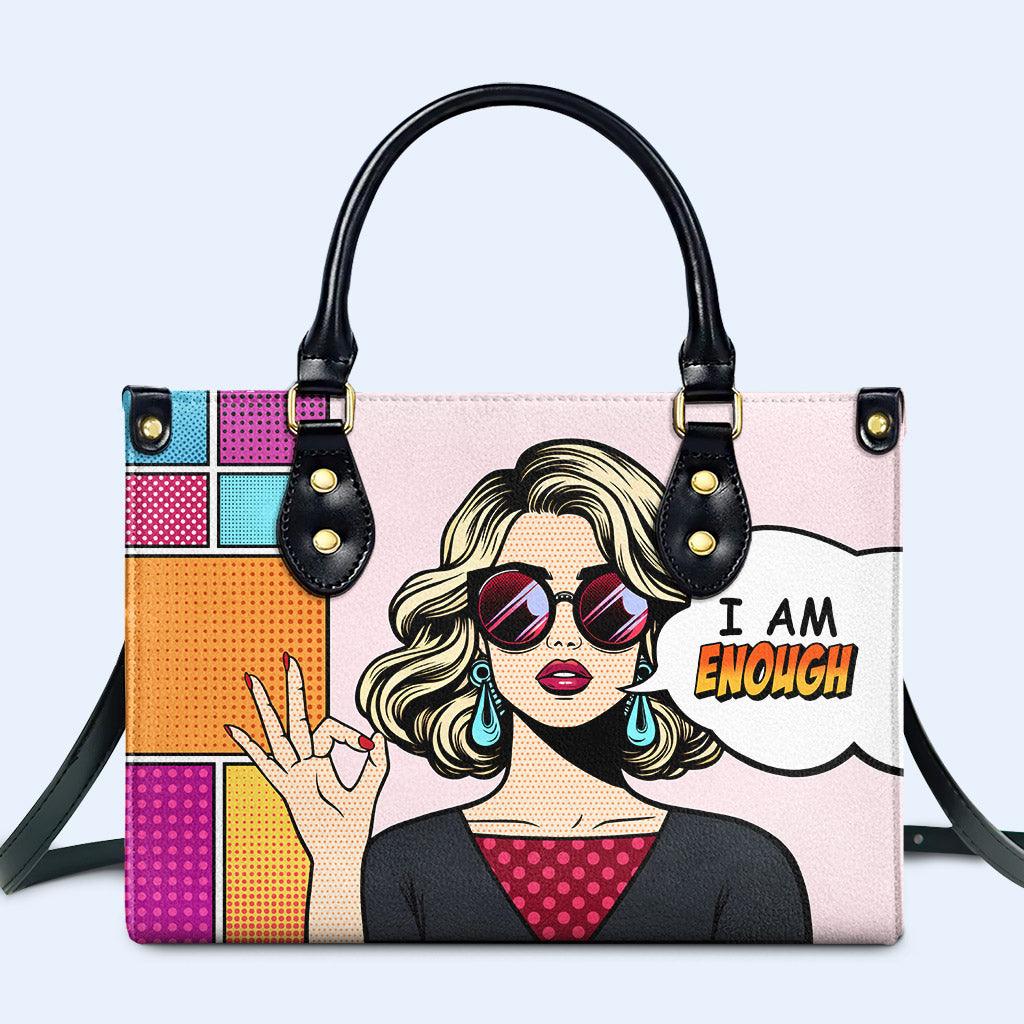 I Am Enough Personalized Custom Leather Handbag - Image 2