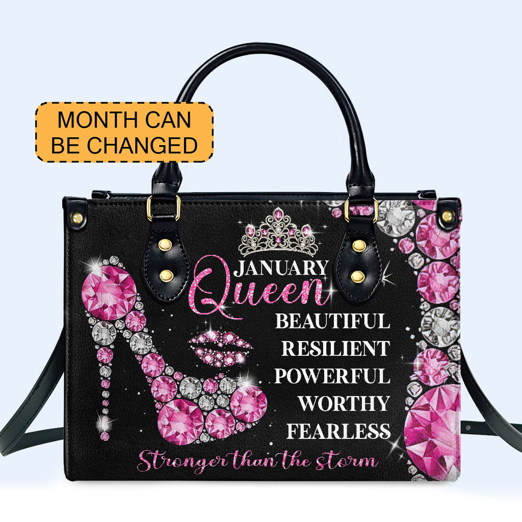 Month Queen Personalized Custom Leather Handbag - Image 2