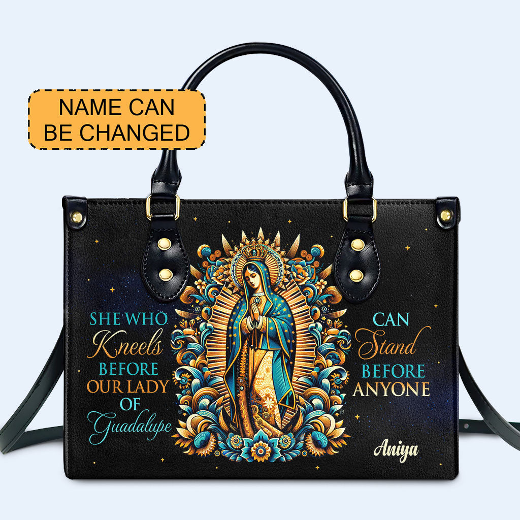 She Who Kneels Before Our Lady Of Guadalupe Personalized Custom Leather Handbag - Image 2