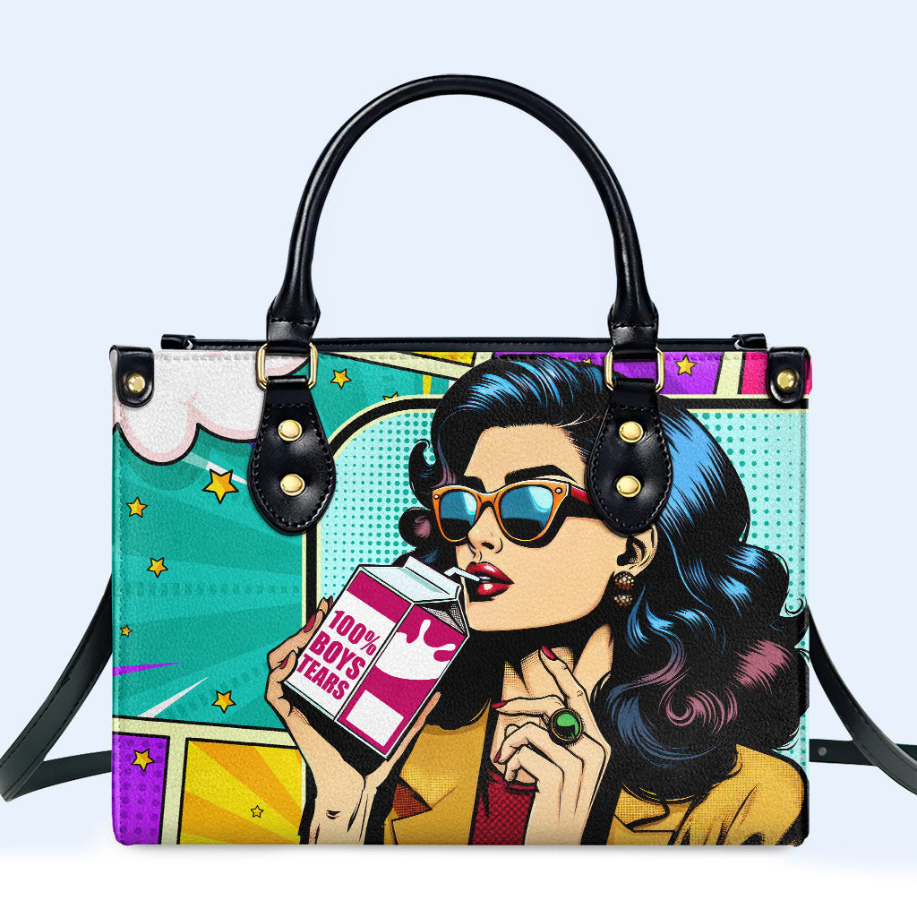 Boys Tears Personalized Custom Leather Handbag - Image 2
