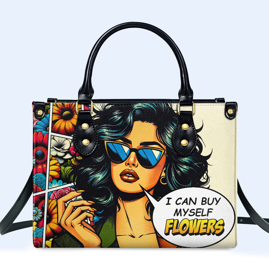 I Can Buy Myself Flowers Personalized Custom Leather Handbag - Image 2