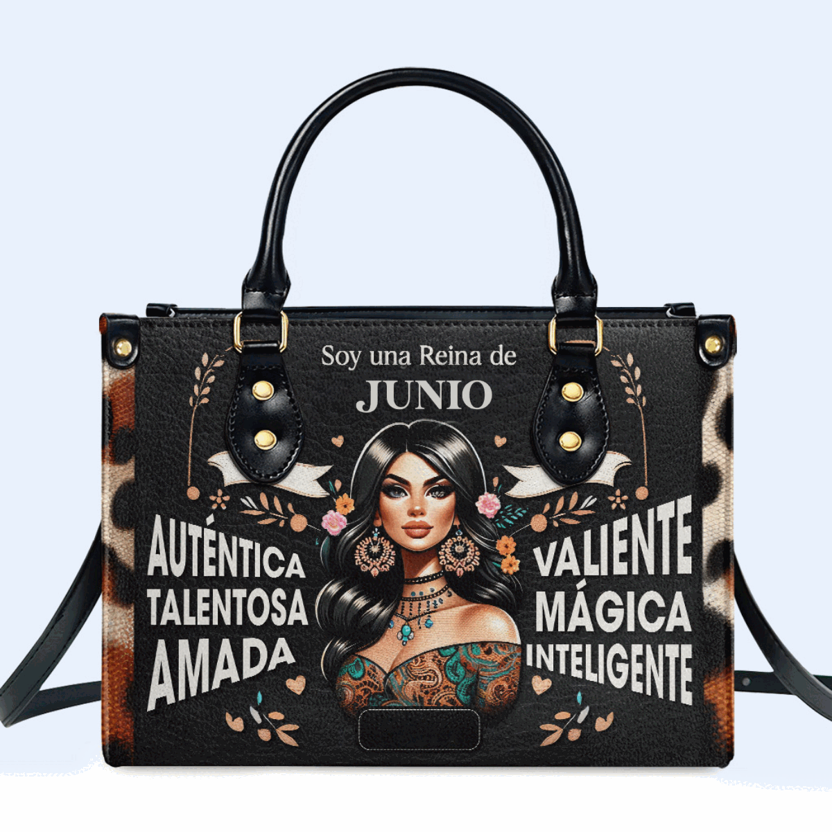 Soy Una Reina Personalized Custom Leather Handbag - Image 2