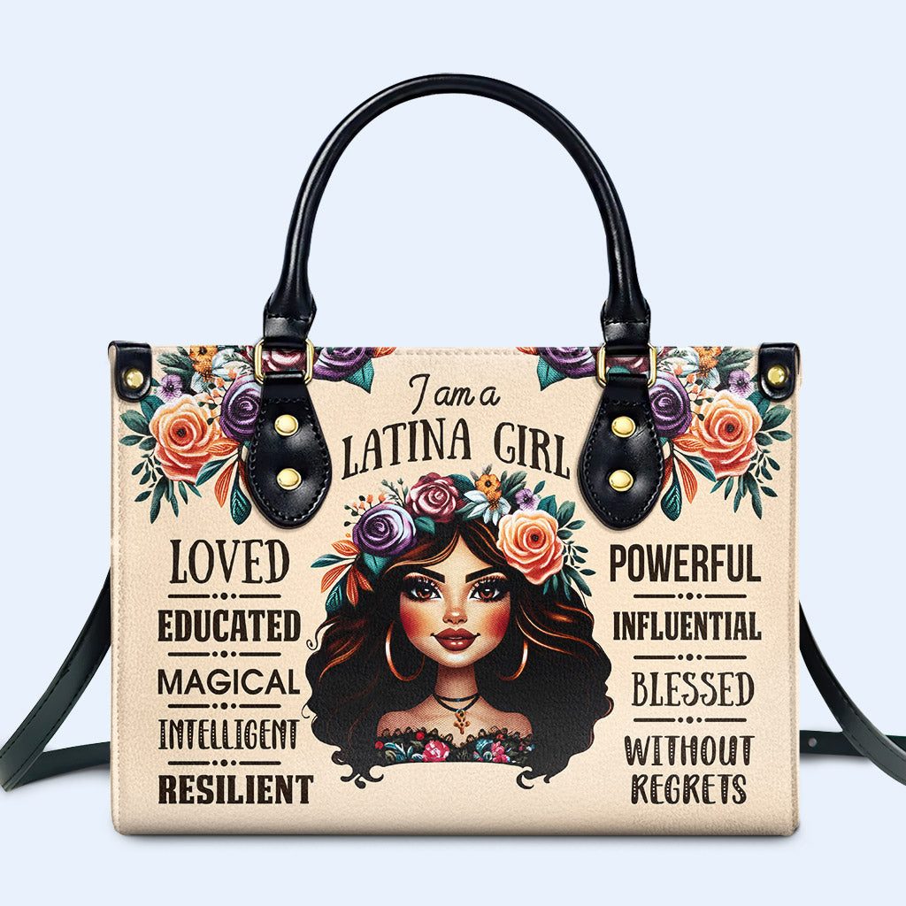 I Am A Latina Girl Personalized Custom Leather Handbag - Image 2