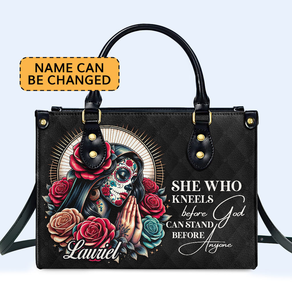 She Who Kneels Before God Personalized Custom Leather Handbag - Image 2