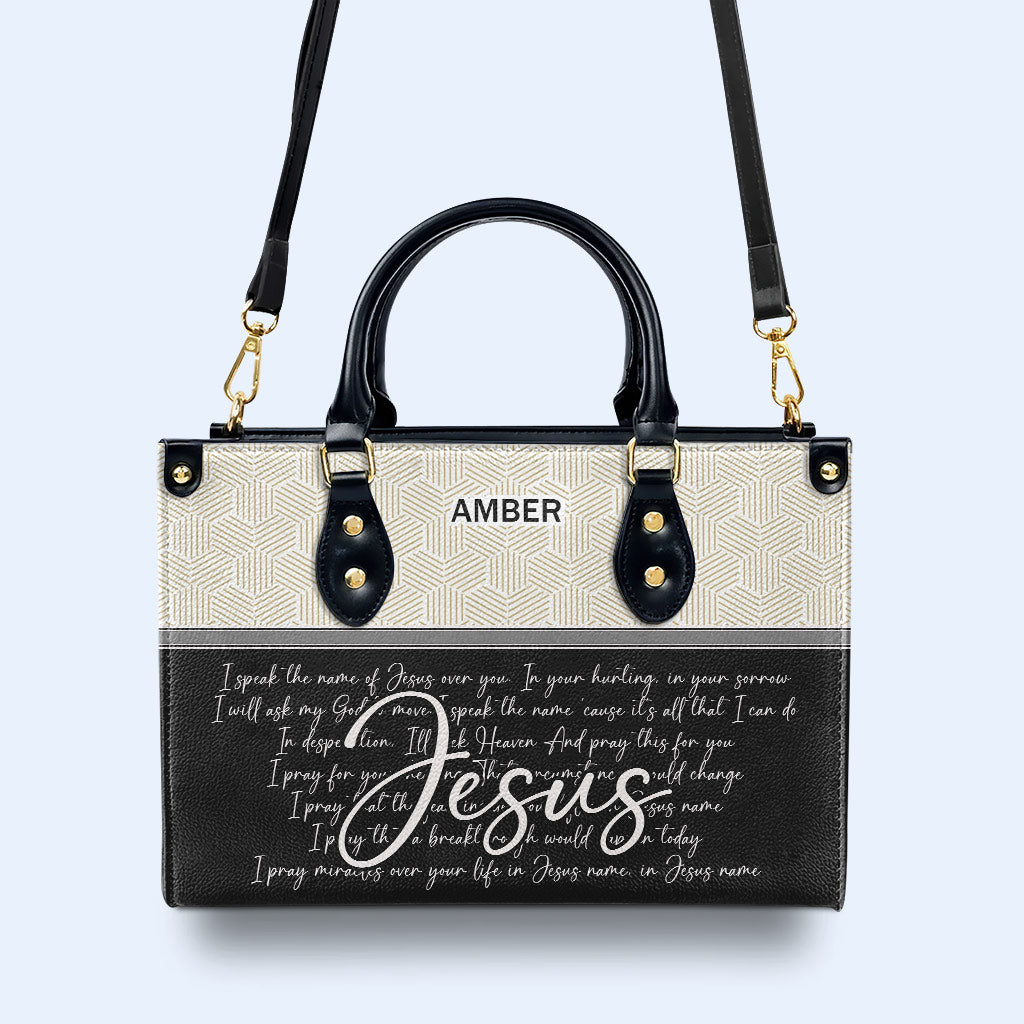 I Speak In The Name Of Jesus Personalized Custom Leather Handbag - Image 2