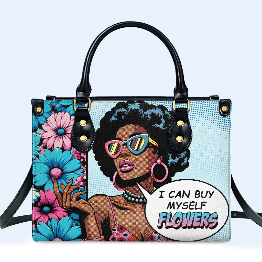 I Can Buy Myself Flowers Personalized Custom Leather Handbag - Image 2