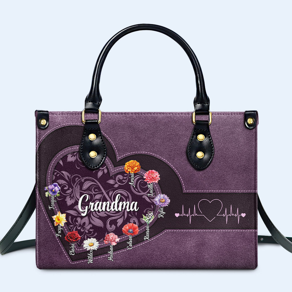 Forever In My Heart Bloom Flowers Elegant Design Personalized Custom Leather Handbag - Image 2