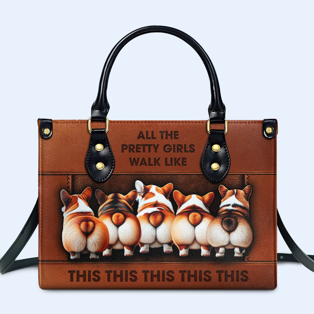 Corgi Walk Personalized Custom Leather Handbag - Image 2