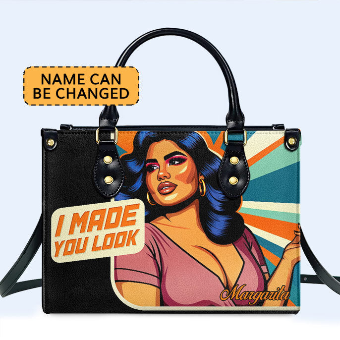 I Made You Look Personalized Custom Leather Handbag - Image 2