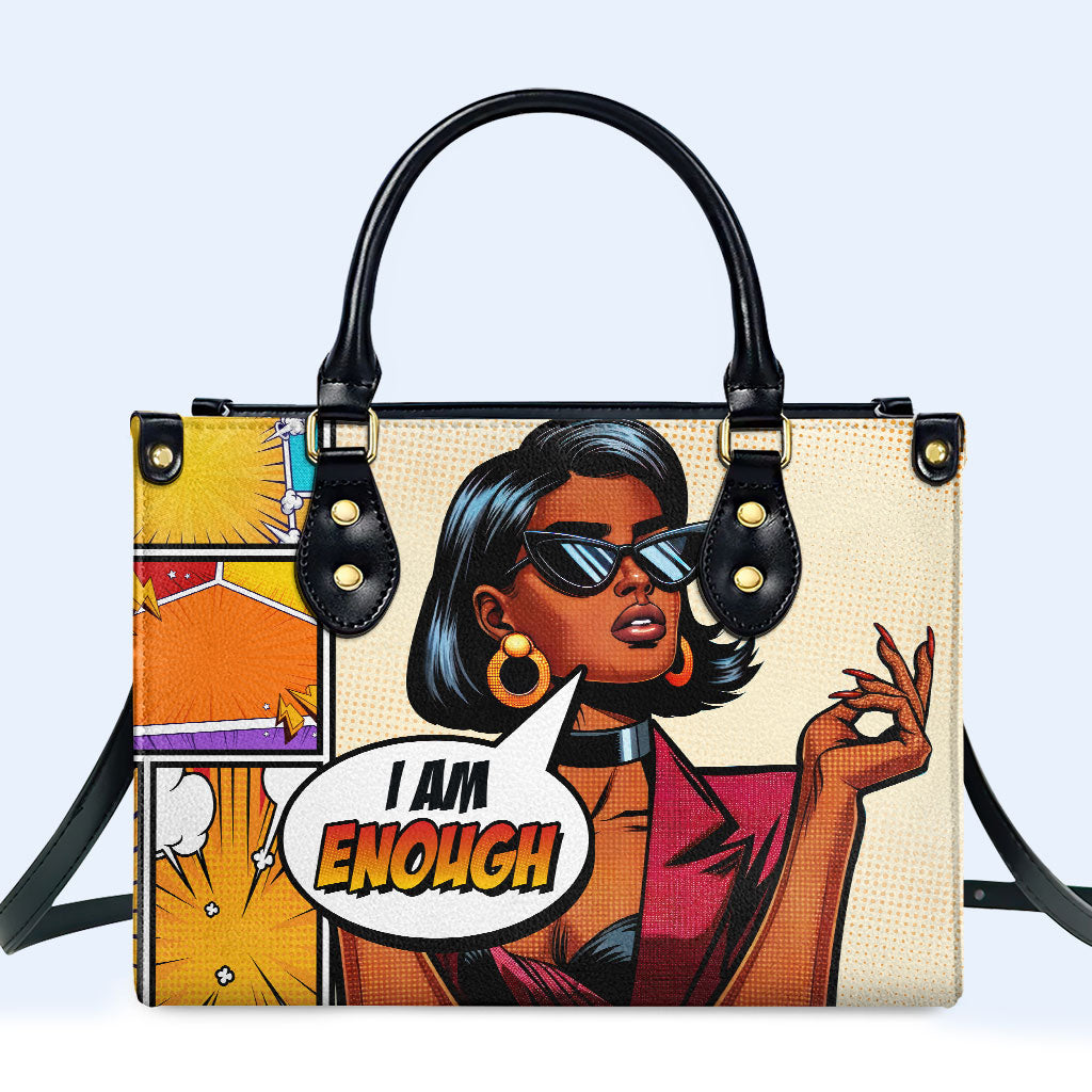 I Am Enough Personalized Custom Leather Handbag - Image 2