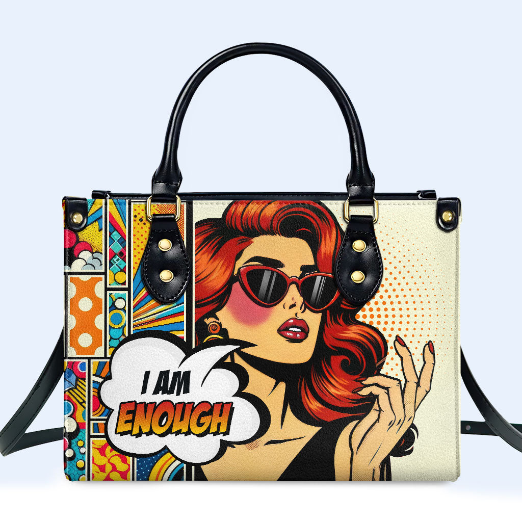 I Am Enough Personalized Custom Leather Handbag - Image 2