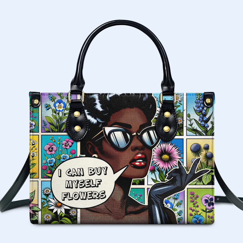I Can Buy Myself Flowers Personalized Custom Leather Handbag - Image 2