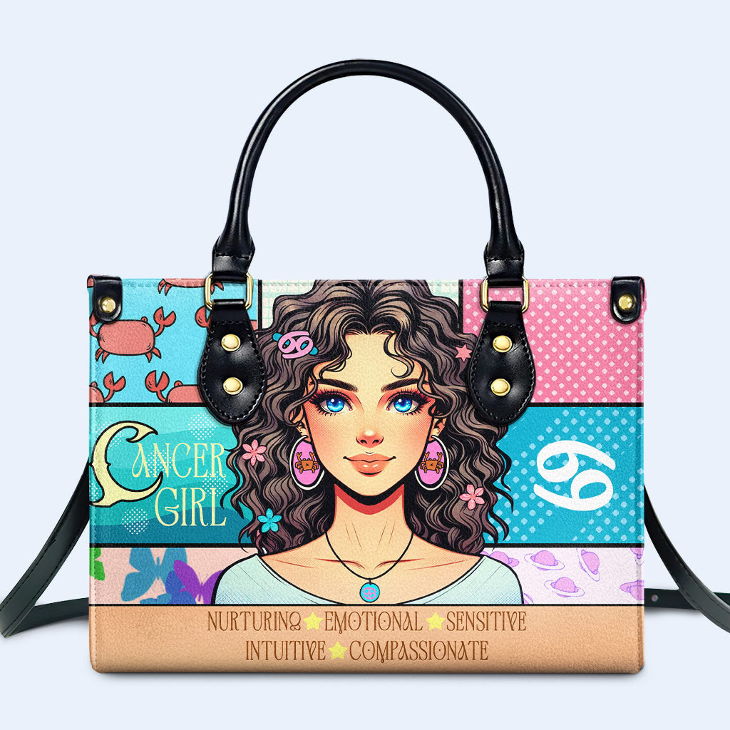 Cancer Girl 01 Personalized Custom Leather Handbag - Image 2