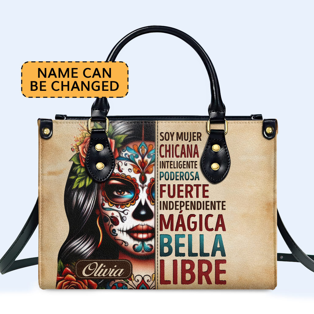 Soy Mujer Chicana Personalized Custom Leather Handbag - Image 2