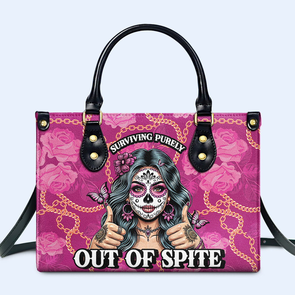 Surviving Purely Out Of Spite Personalized Custom Leather Handbag - Image 2