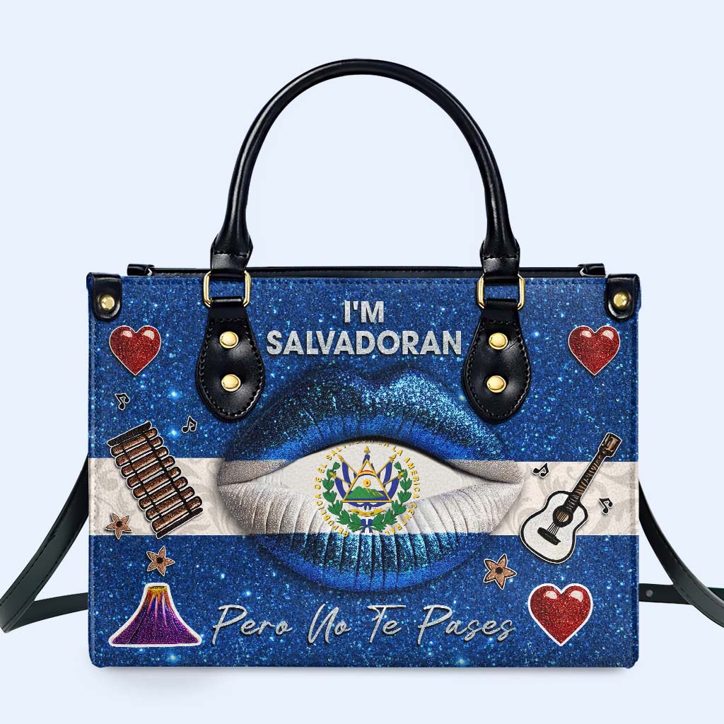 I'm Salvadoran Pero No Te Pases Personalized Custom Leather Handbag - Image 2