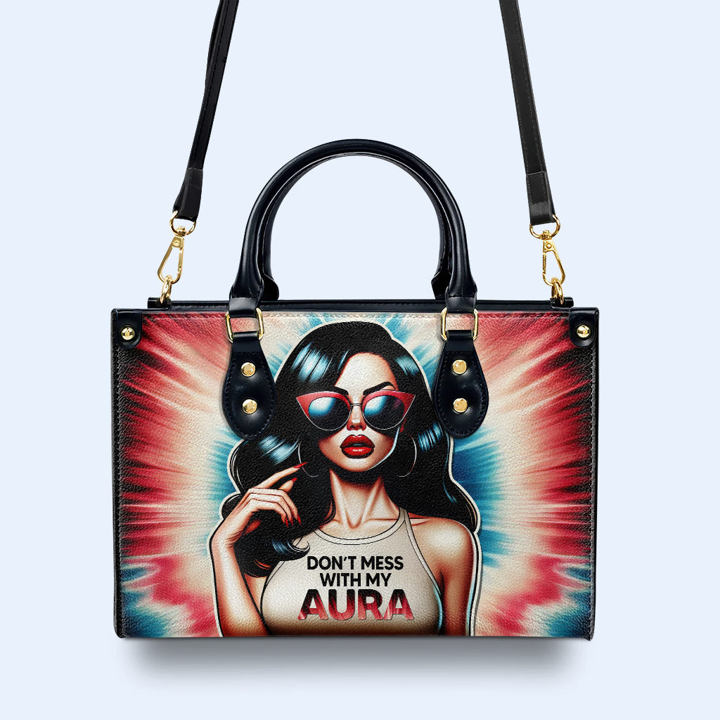Don't Mess With My Aura Personalized Custom Leather Handbag - Image 2