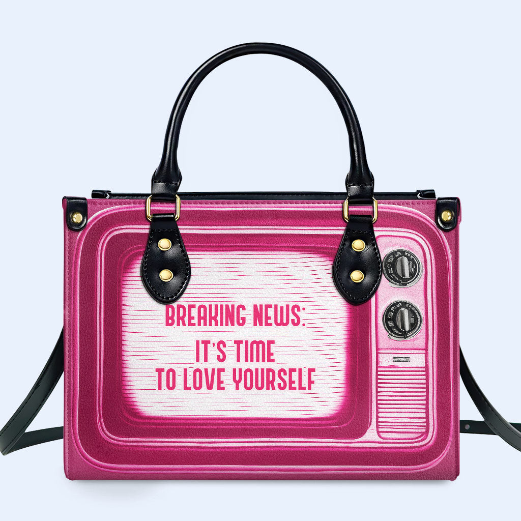 Time To Love Yourself Personalized Custom Leather Handbag - Image 2