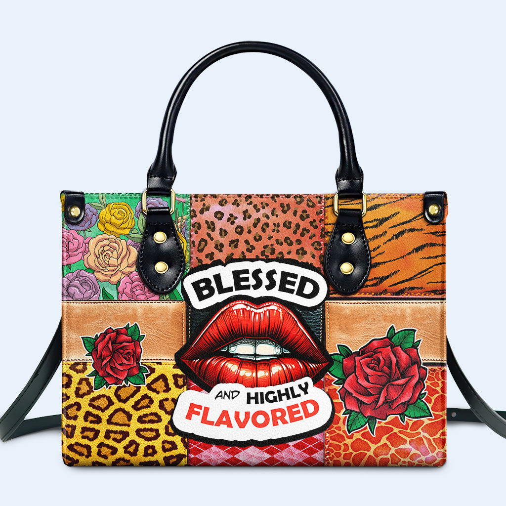 Blessed And Highly Flavored Personalized Custom Leather Handbag - Image 2