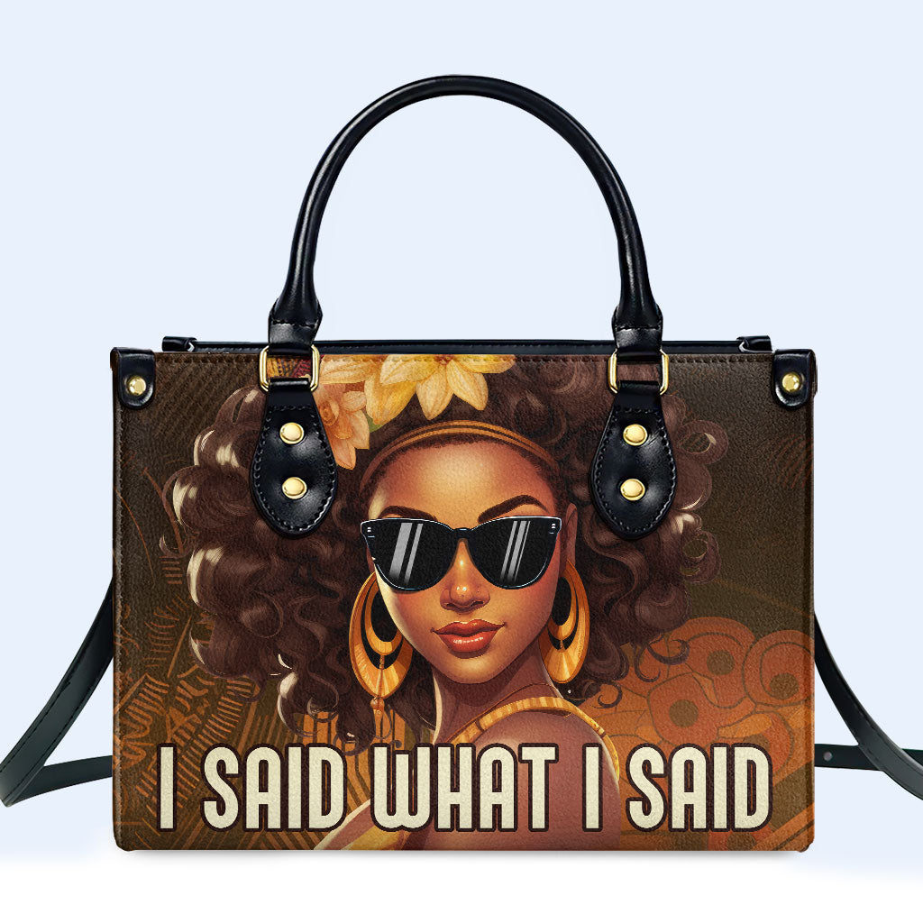 I Said What I Said Personalized Custom Leather Handbag - Image 2