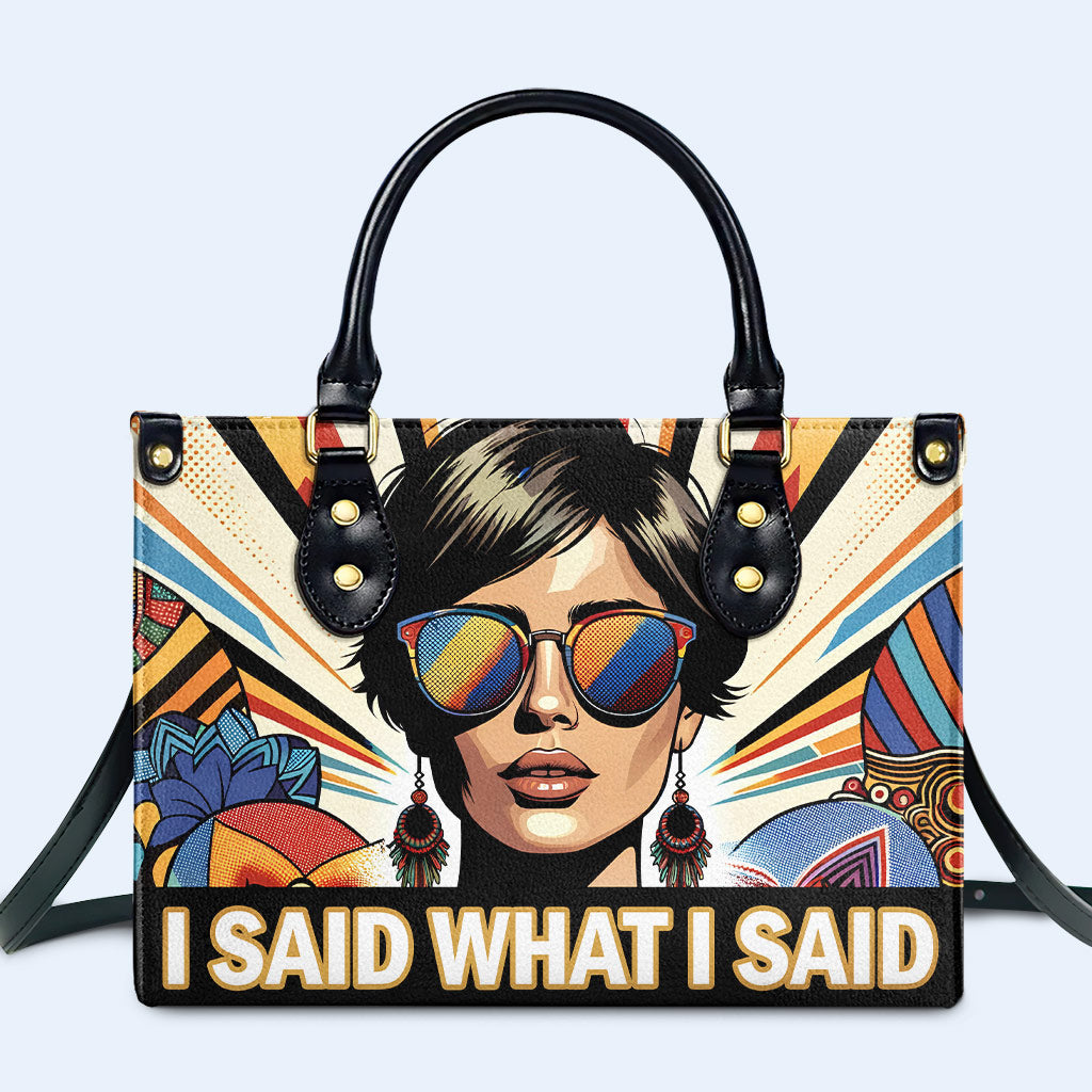 I Said What I Said Personalized Custom Leather Handbag - Image 2