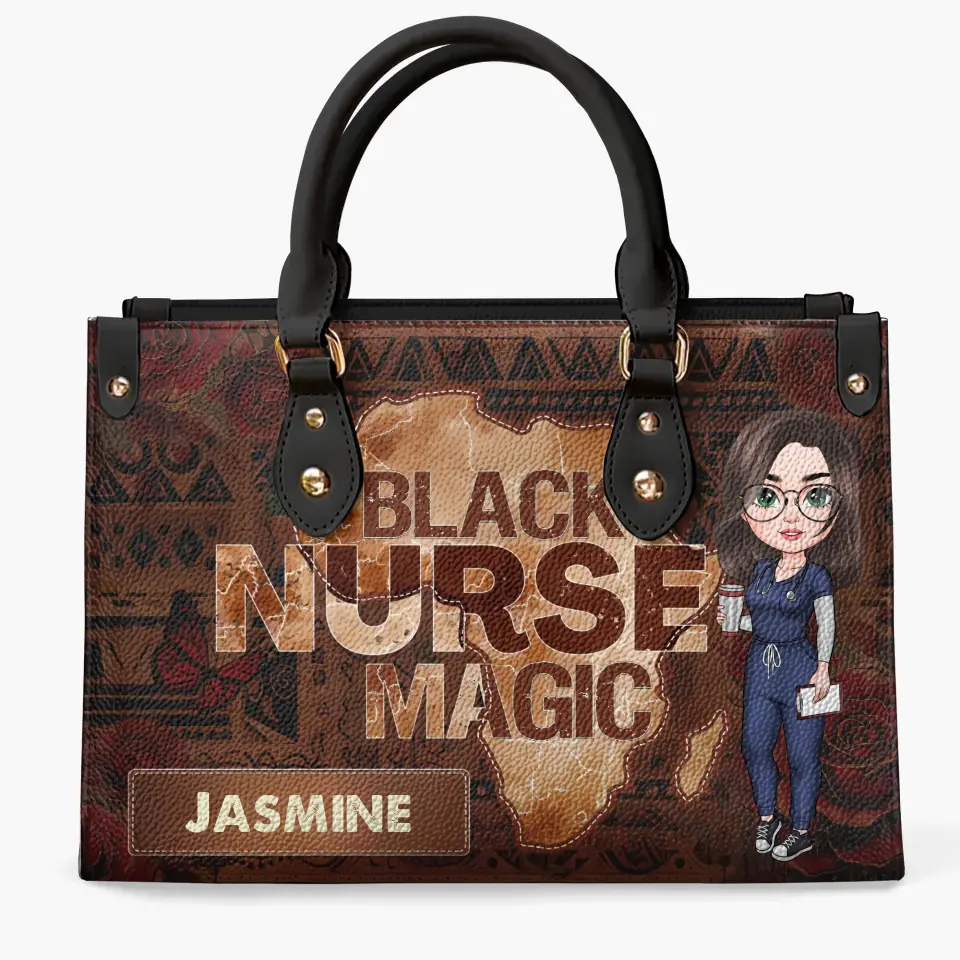 Black Nurse Magic Personalized Custom Leather Bag Nurse's Day Appreciation Gift For Nurse - Image 2