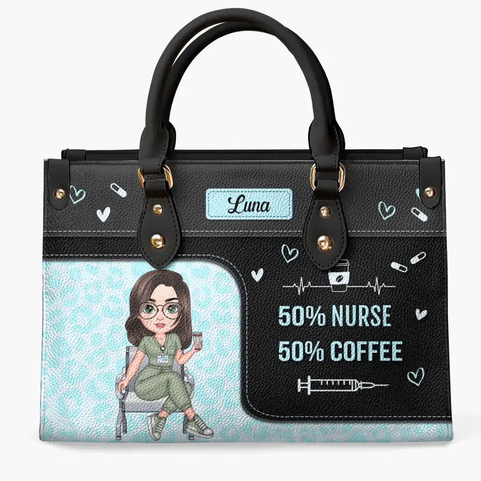 Nurse Life Coffee Personalized Custom Leather Bag Nurse's Day Appreciation Gift For Nurse - Image 2