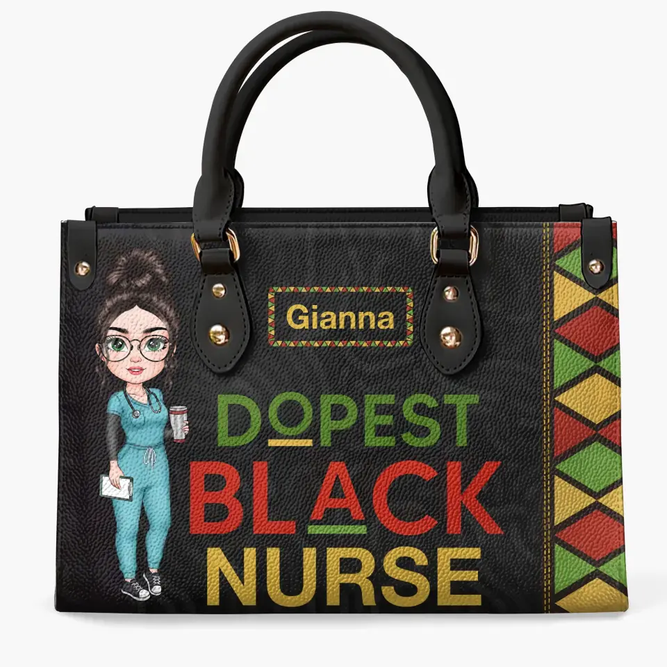 Dopest Black Nurse Personalized Custom Leather Bag Nurse's Day Appreciation Gift For Nurse - Image 2