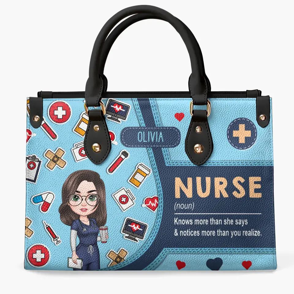 Love Nurse Life Personalized Custom Leather Bag Nurse's Day Appreciation Gift For Nurse - Image 2