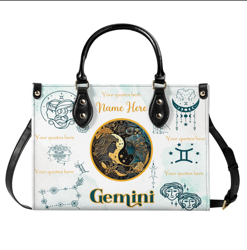 Gemini Zodiac Signs Bag Gifts For Mom Mothers Day Gift For Mum Personalized Synthetic Leather Bag - Image 2
