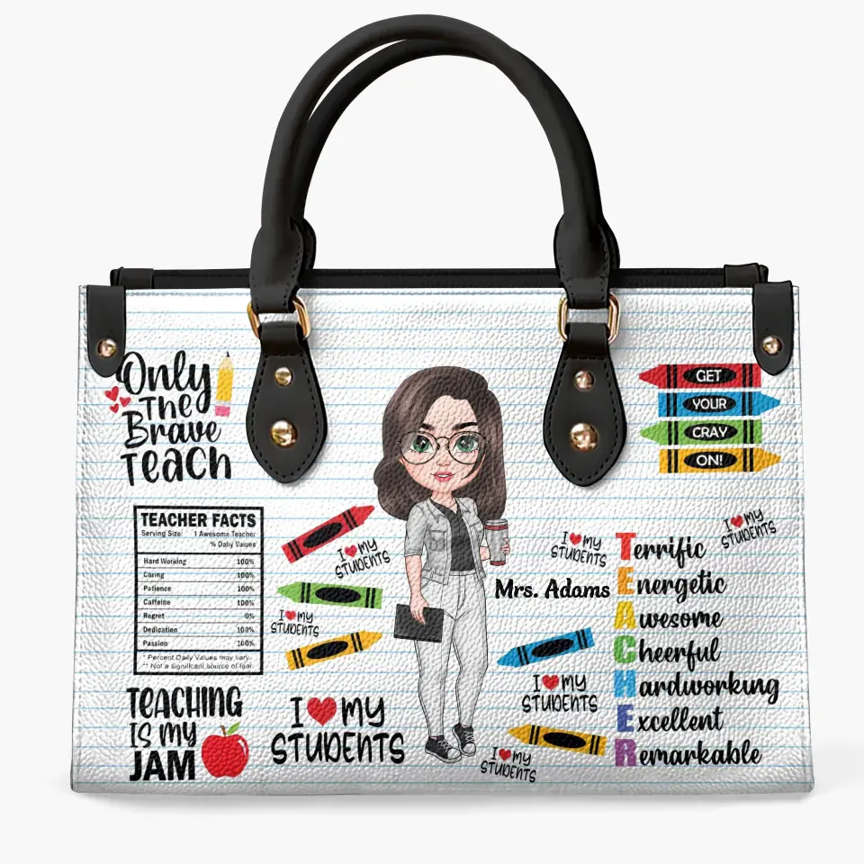 I Love My Students Personalized Custom Leather Bag Teacher's Day Appreciation Gift For Teacher - Image 2