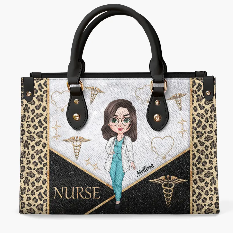 Leopard Glitter Nurse Bag Personalized Custom Leather Bag Nurse's Day Appreciation Gift For Nurse - Image 2