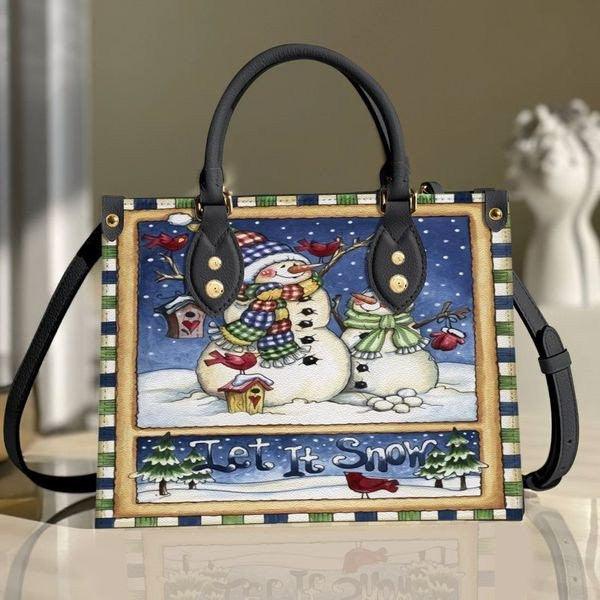 Snowman Merry Christmas Synthetic Leather Bag - Image 2