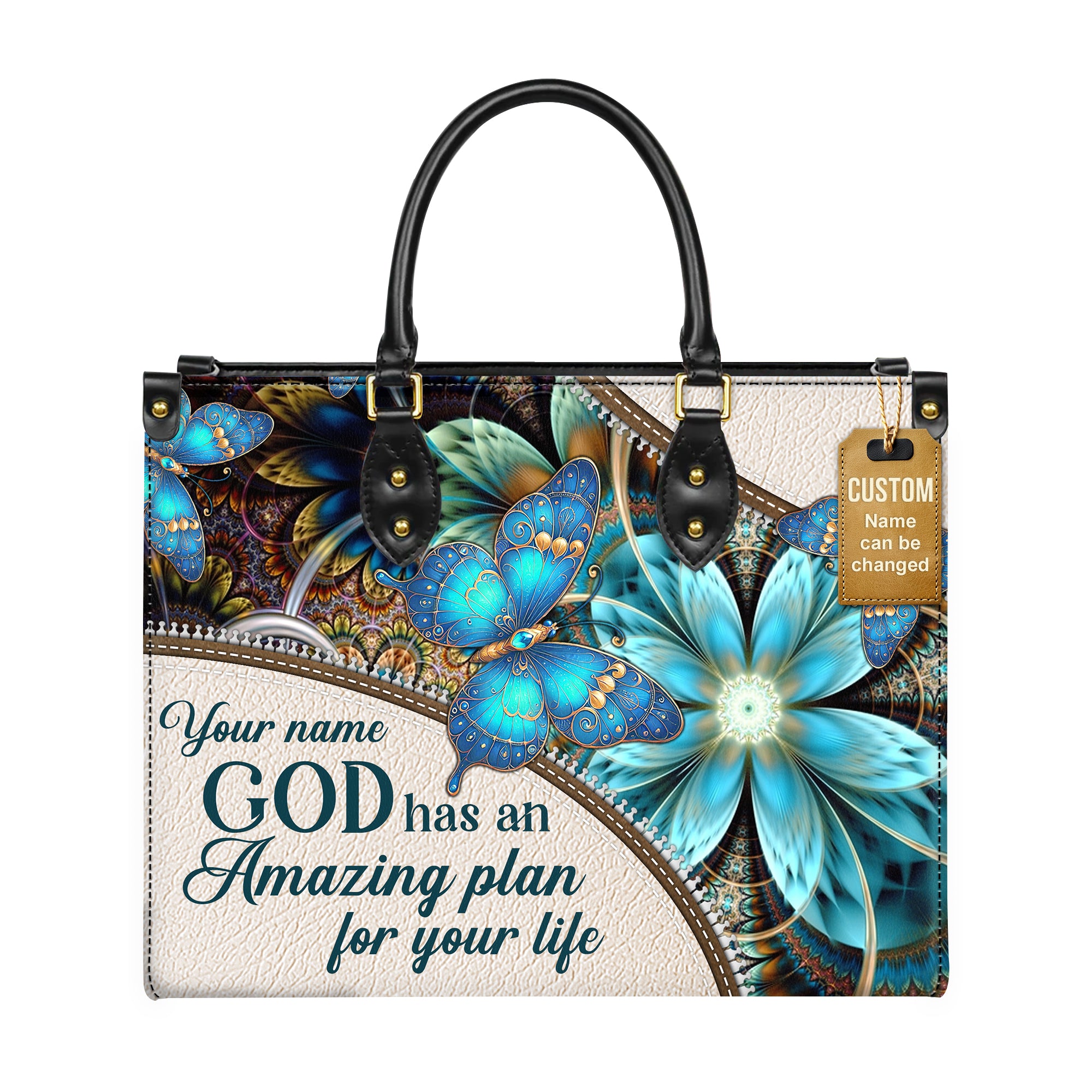 God Has An Amazing Plan For Your Life Personalized Faith Butterfly Leather Handbag Christian Women - Image 2